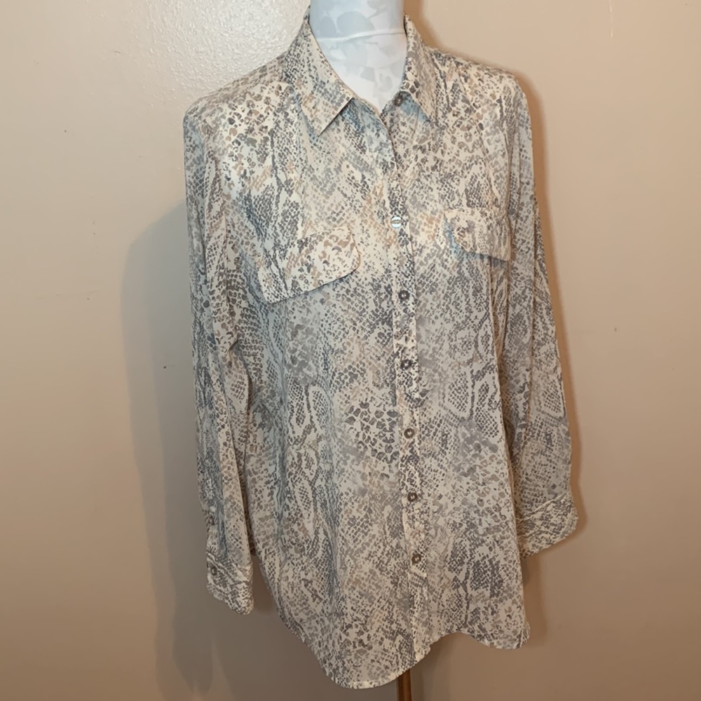 Chico’s Python Print Sheer Button Down Blouse - image 3
